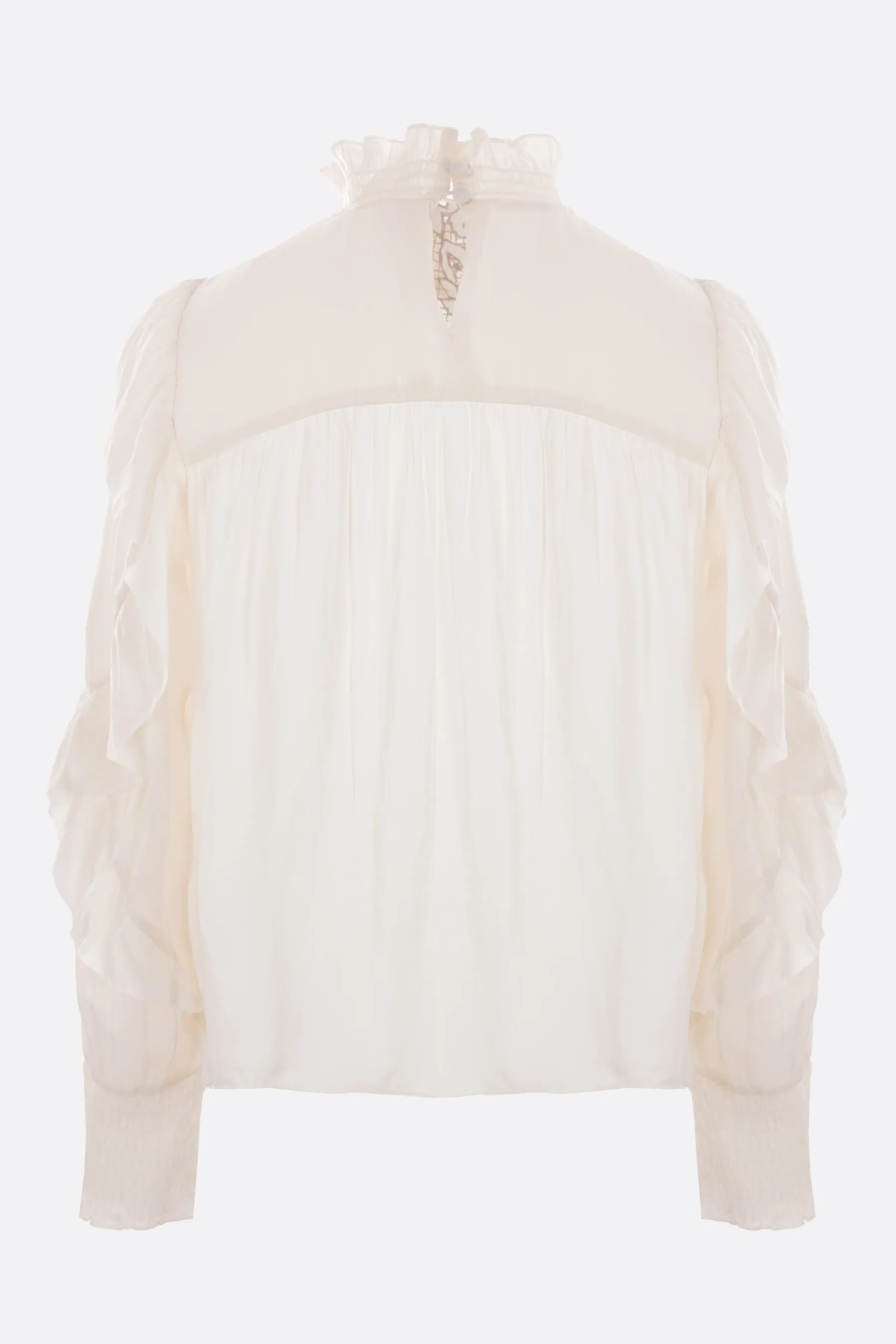 Lace-Insert Satin Blouse