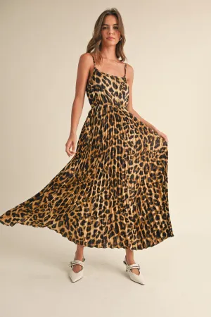 Leopard Pleated Maxi Dress