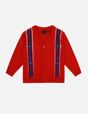 Logo-pattern Stripe Knitted Cardigan