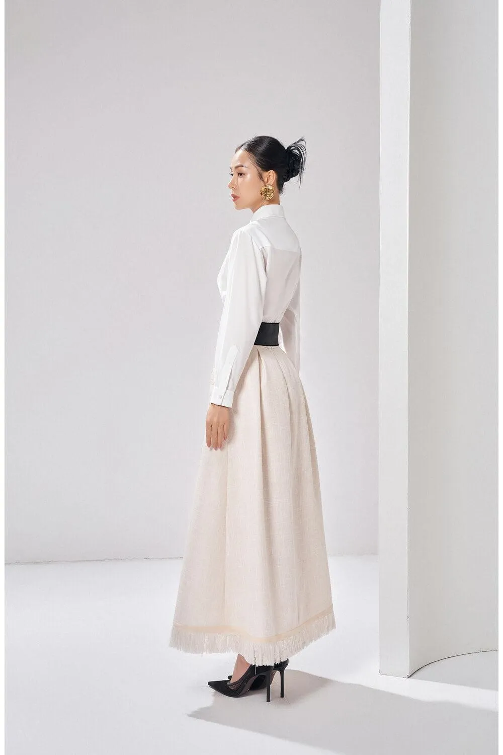 Londyn A-line Embroidered Polyester Ankle Length Skirt