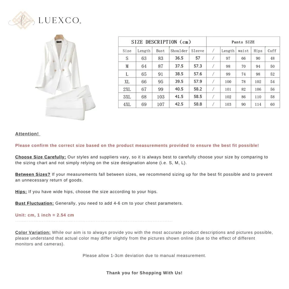 Luexco Elegance Women's Formal Suit Set Blazer and Pants