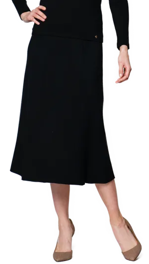 Lydia A-Line Midi Skirt; Black