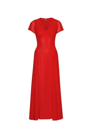 Maxi V-Neck Dress - Racing Red