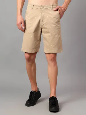 Men's Beige Printed Above Knee Bermuda