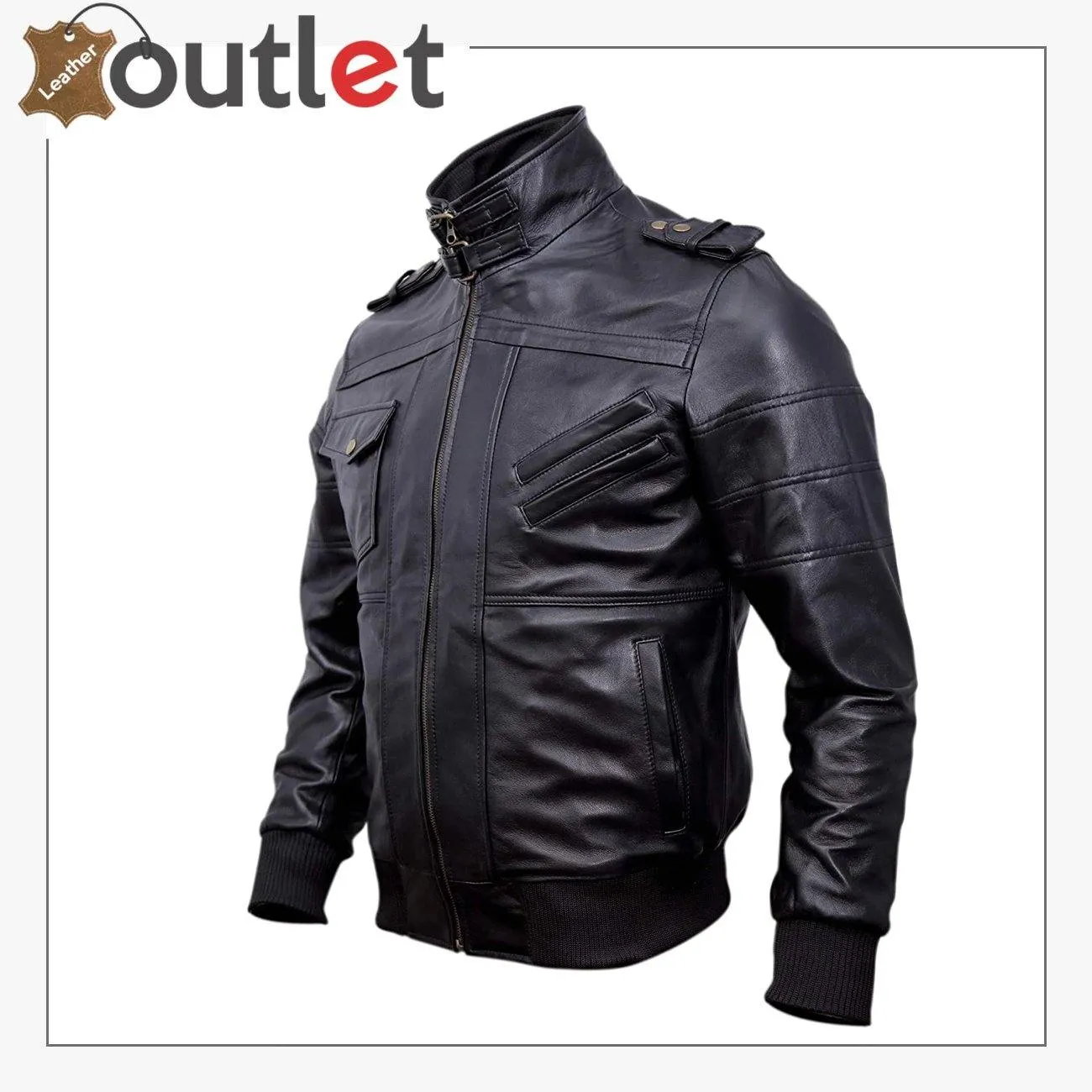 Mens Genuine Black Hooded Bomber Leather Jacket