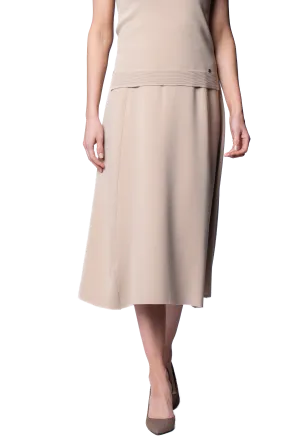 Natalie A-Line Midi Skirt - Warm Beige