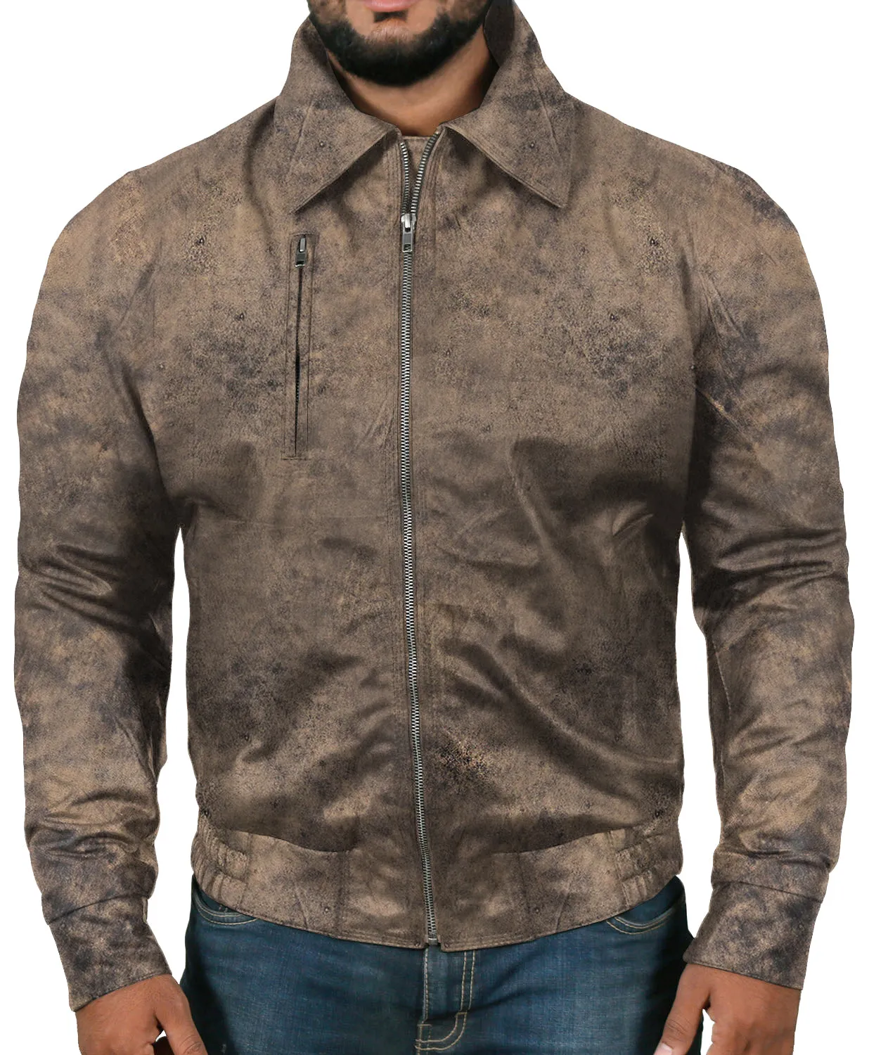 Orbitara Tan Bomber Leather Jacket