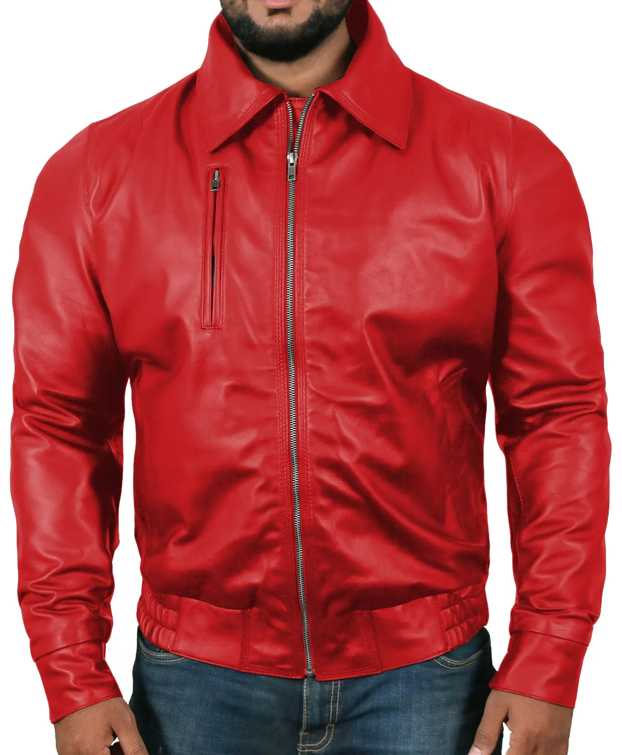 Orbitara Tan Bomber Leather Jacket