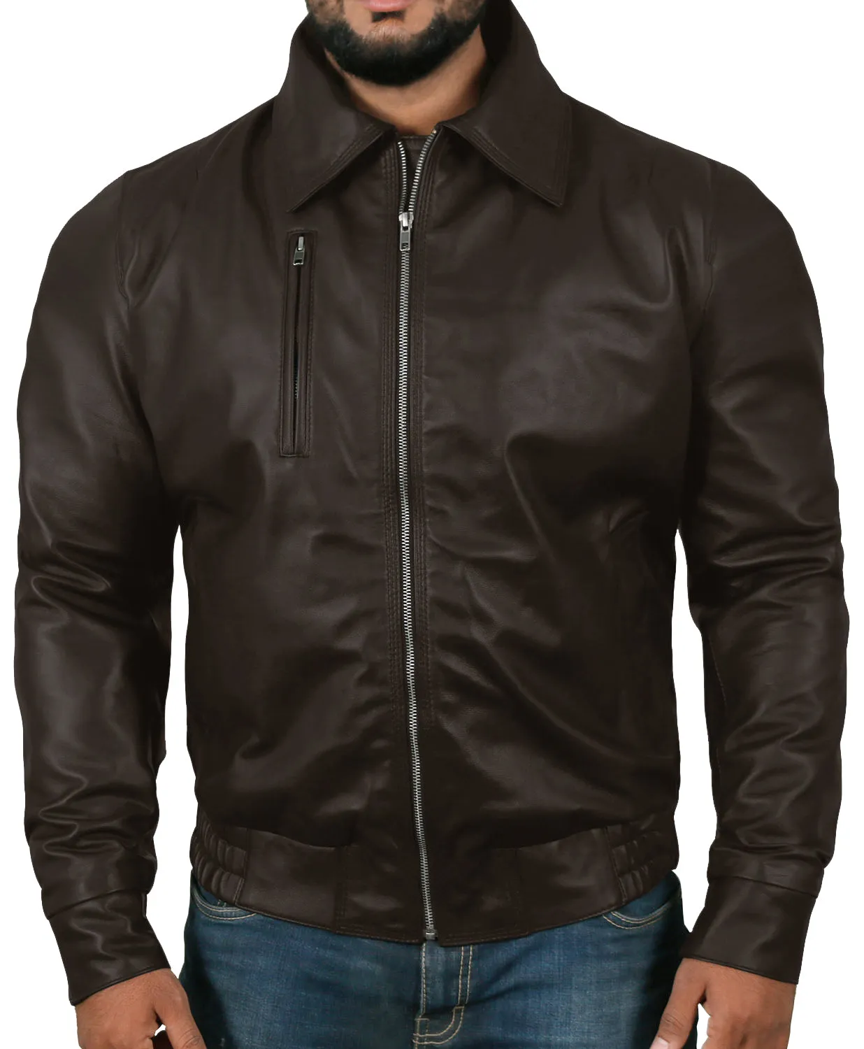 Orbitara Tan Bomber Leather Jacket