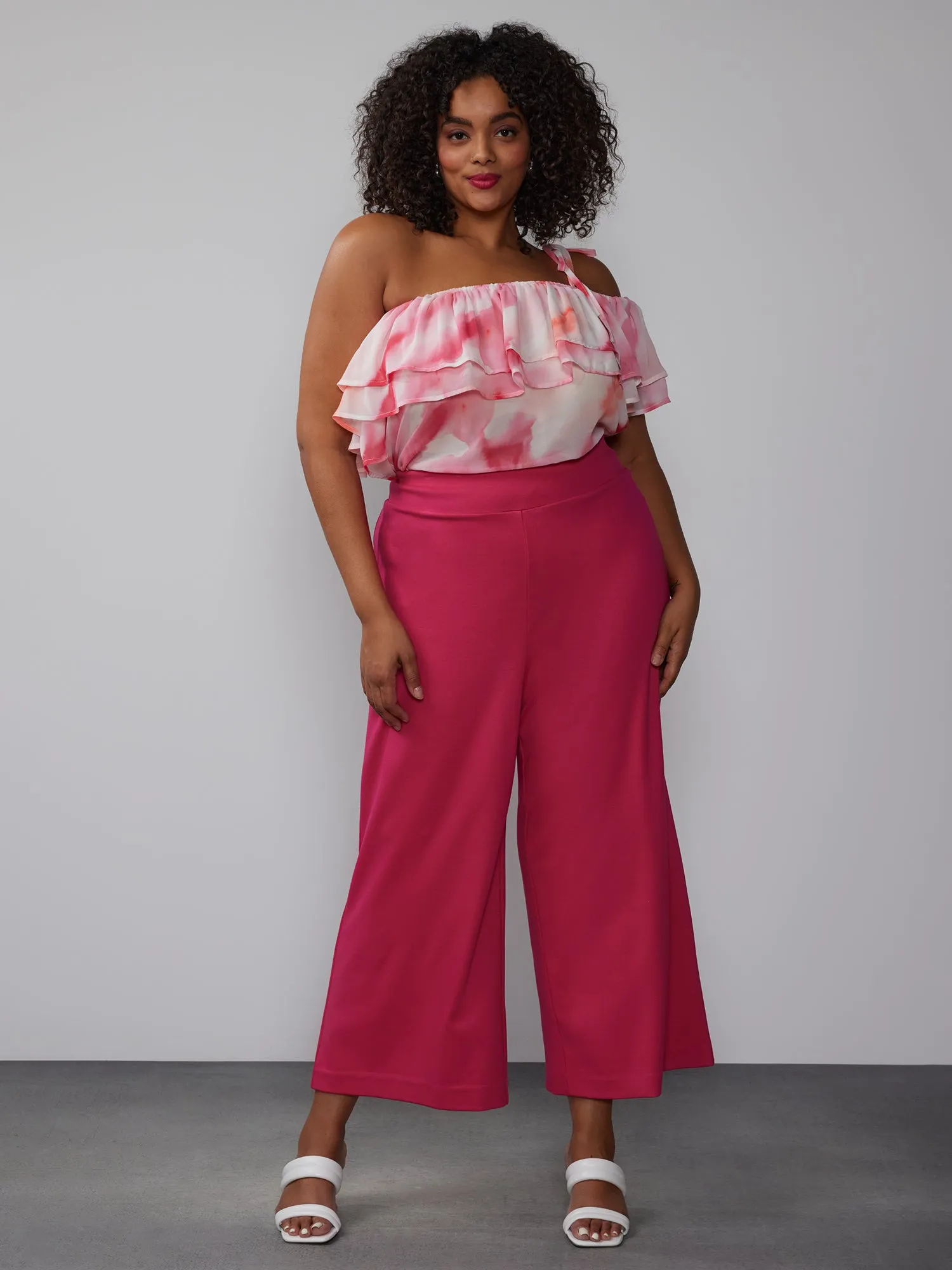 Plus Ponte Pull-On Palazzo Crop Pant