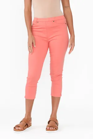 Reed Coral Stretch Cotton Capri Pants