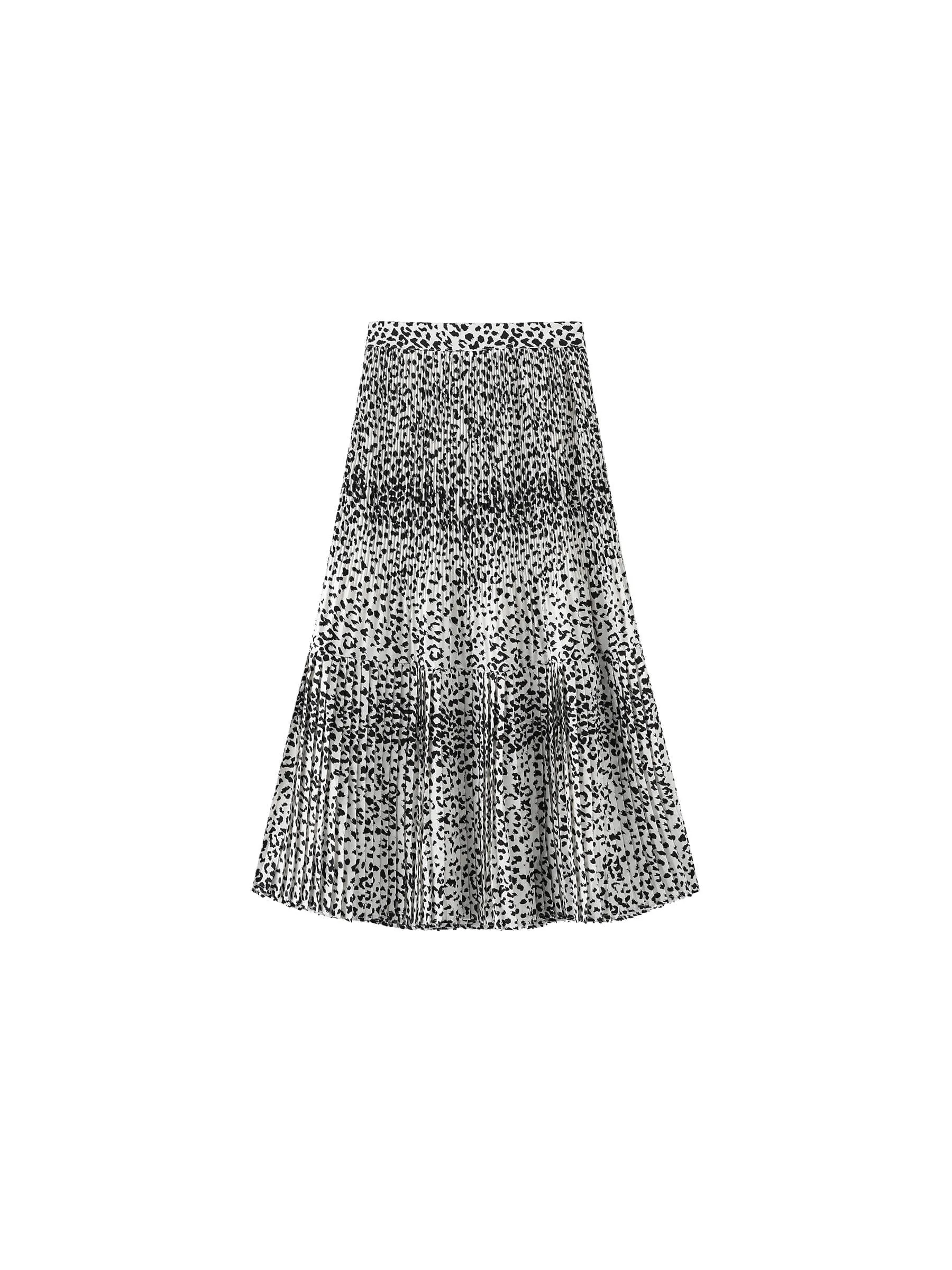 Retro Leopard Pleated A-Line Skirt