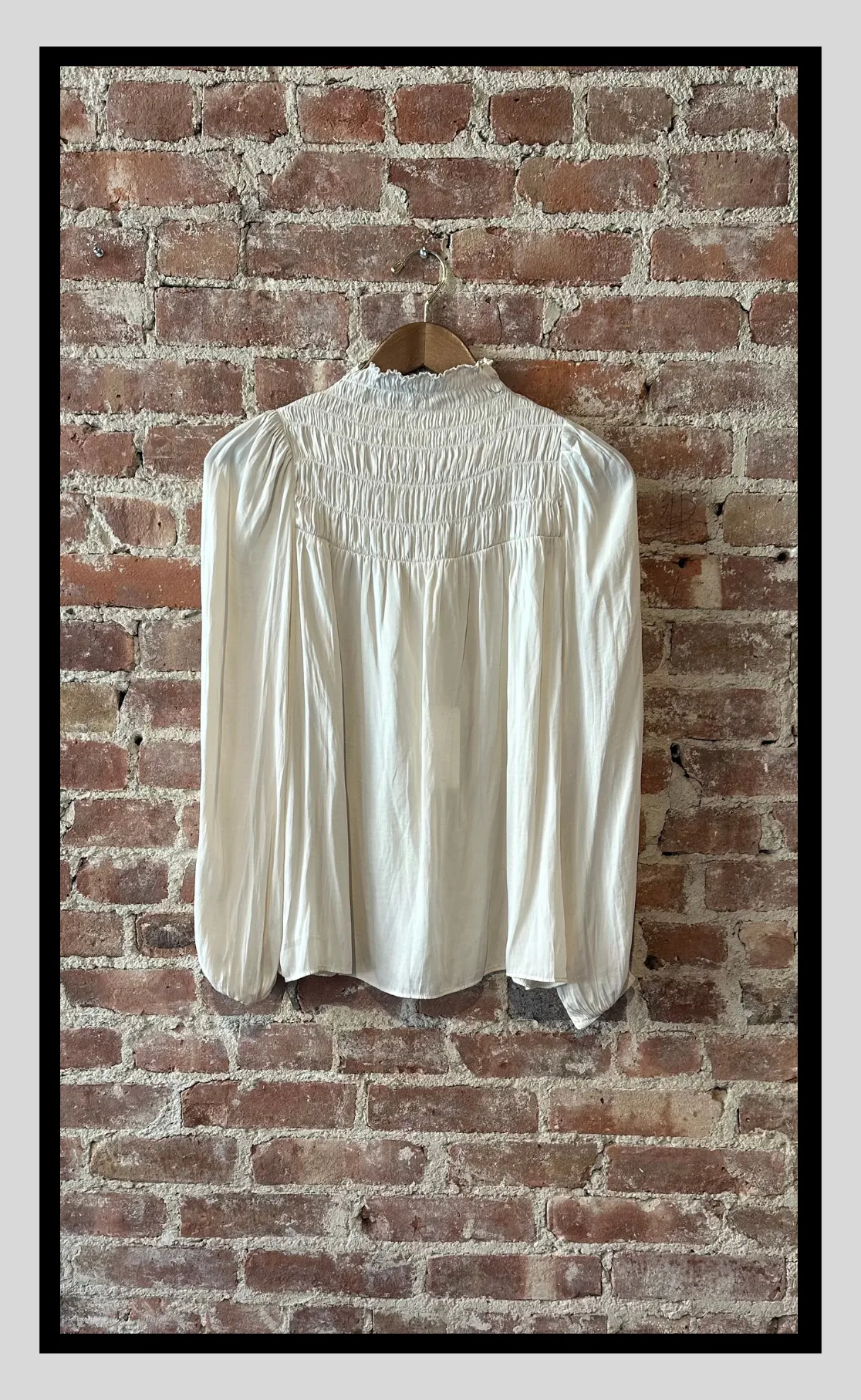 Smocked High-Neck Blouse