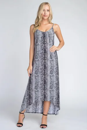 Snakeskin Chic Flowy Maxi Tank Dress for Women