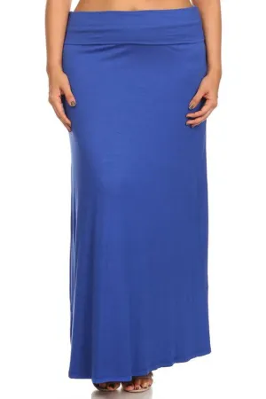 Solid High Waisted A-line Maxi Skirt | Plus Size