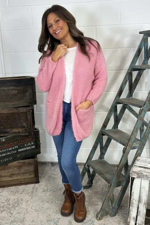 Spencer Knitted Pocket Cardigan Pink