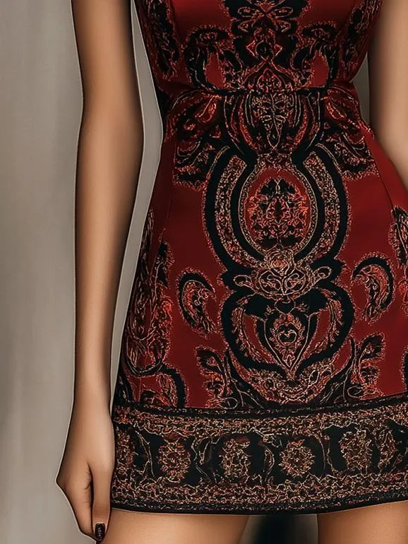 Stylish A-line Paisley Printed Satin Dress