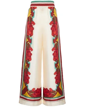 Taormina Ivory Placee Foulard Palazzo Pant