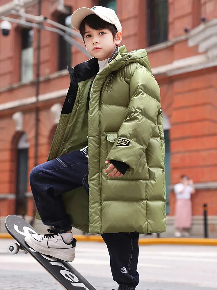 Winter Children Down Jacket For Boys Thick Warm Waterproof Long Teenage Boy Outwear Coat 5-16 Years Kids Parka