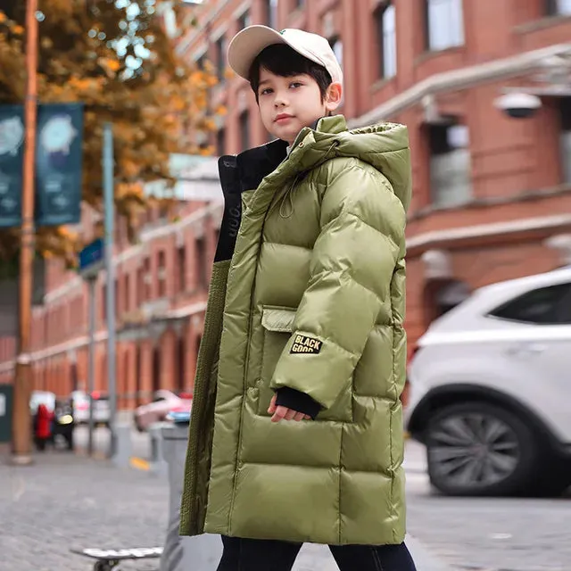 Winter Children Down Jacket For Boys Thick Warm Waterproof Long Teenage Boy Outwear Coat 5-16 Years Kids Parka