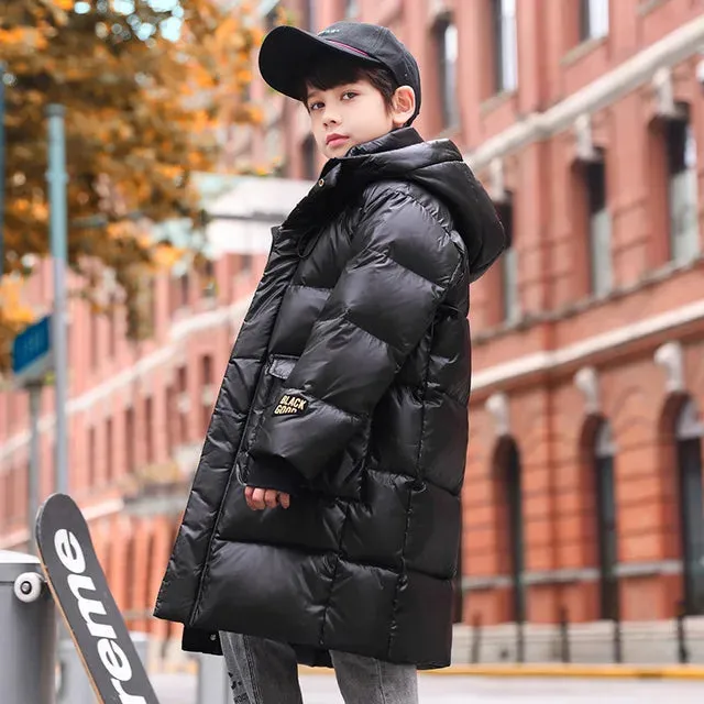 Winter Children Down Jacket For Boys Thick Warm Waterproof Long Teenage Boy Outwear Coat 5-16 Years Kids Parka