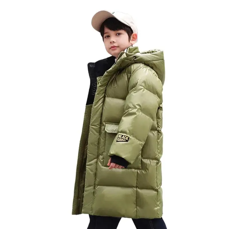 Winter Children Down Jacket For Boys Thick Warm Waterproof Long Teenage Boy Outwear Coat 5-16 Years Kids Parka