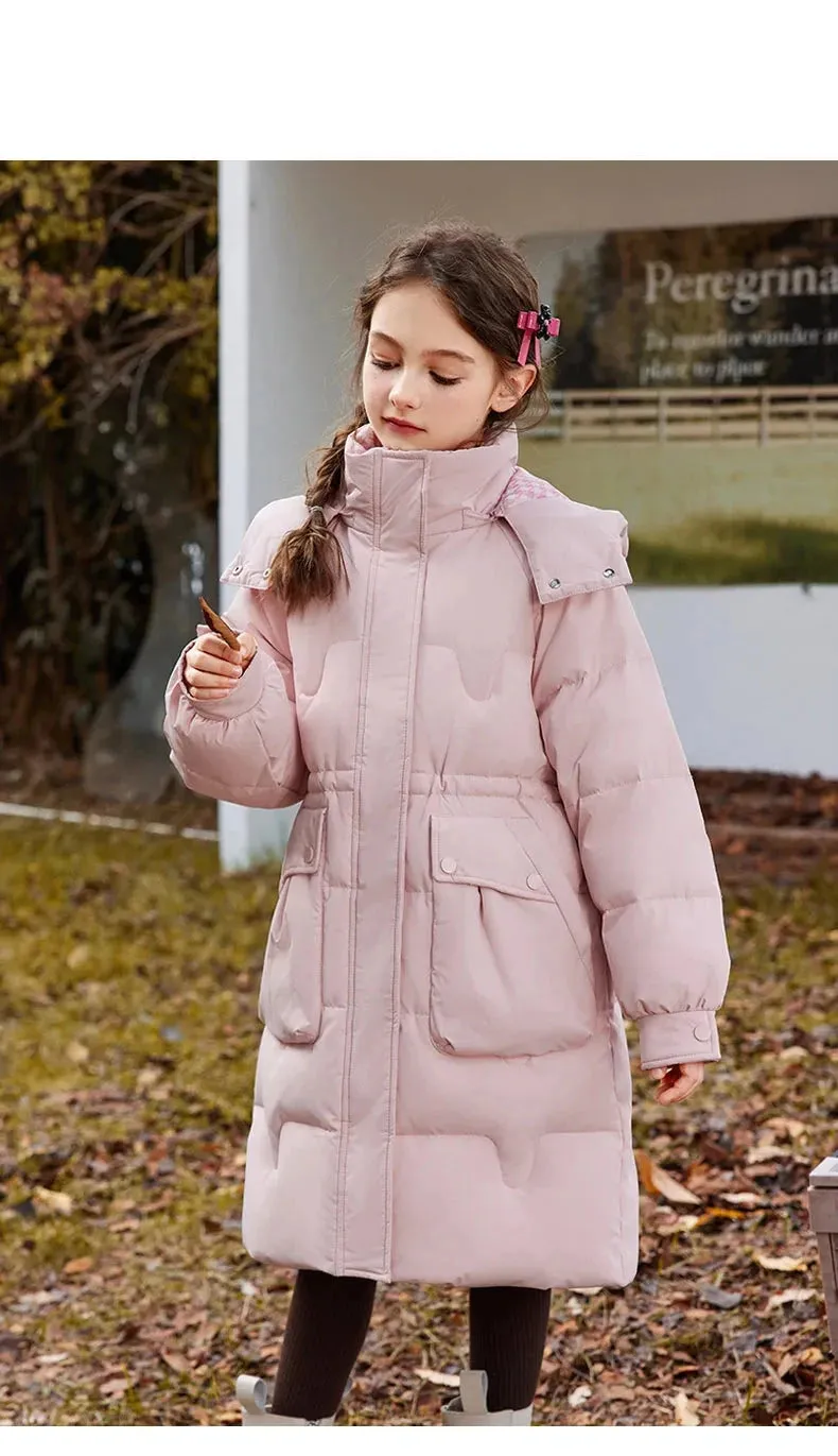 Winter Children Down Jacket For Girl White Duck Down Thick Warm Teenage Girl Outwear Coat 5-14 Years Kids Parka