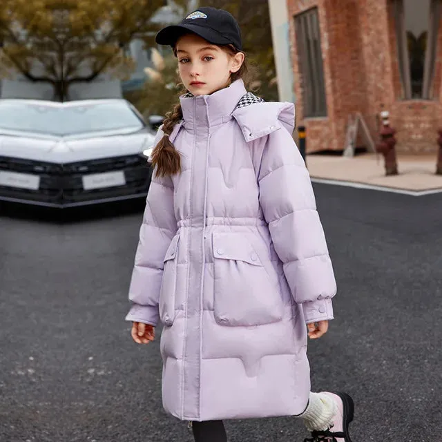 Winter Children Down Jacket For Girl White Duck Down Thick Warm Teenage Girl Outwear Coat 5-14 Years Kids Parka