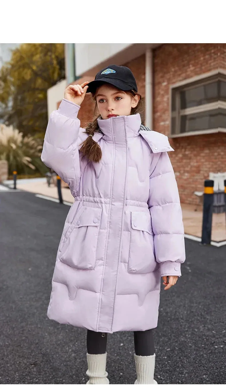 Winter Children Down Jacket For Girl White Duck Down Thick Warm Teenage Girl Outwear Coat 5-14 Years Kids Parka