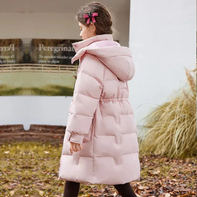 Winter Children Down Jacket For Girl White Duck Down Thick Warm Teenage Girl Outwear Coat 5-14 Years Kids Parka