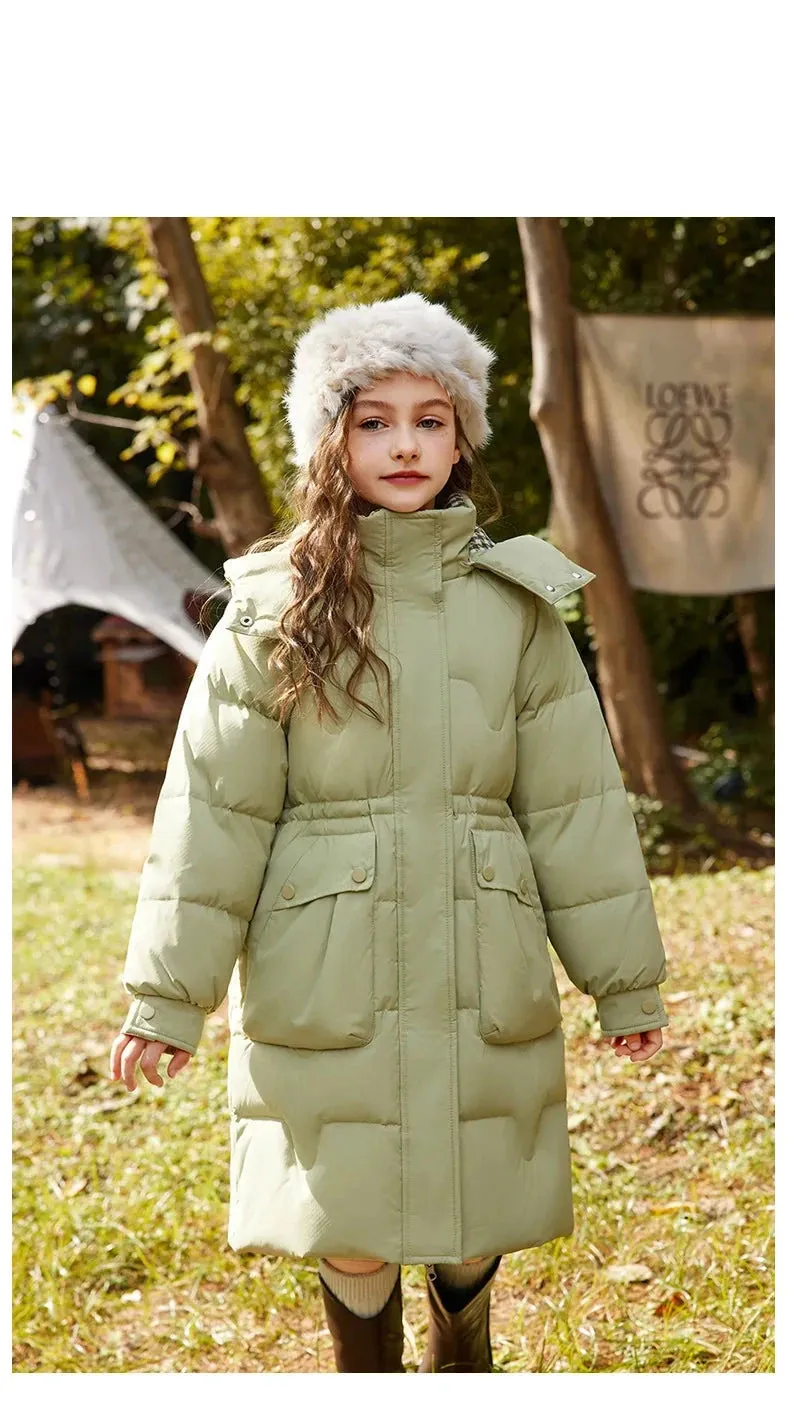 Winter Children Down Jacket For Girl White Duck Down Thick Warm Teenage Girl Outwear Coat 5-14 Years Kids Parka