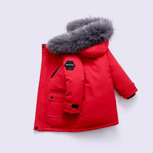 Winter Down Jacket For Boys Real Raccoon Fur Thick Warm Baby Boys Outerwear Coat 2-12 Years Kids Teenage Boys Parka