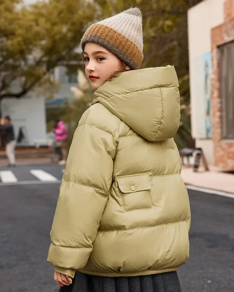 Winter Down Jacket For Girl White Duck Down Hooded Thick Warm Teenage Girl Outwear Coat 5-16 Years Kids Parkas