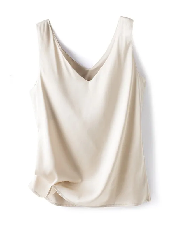 Woman Elegant SILK Satin Sleeveless Blouse