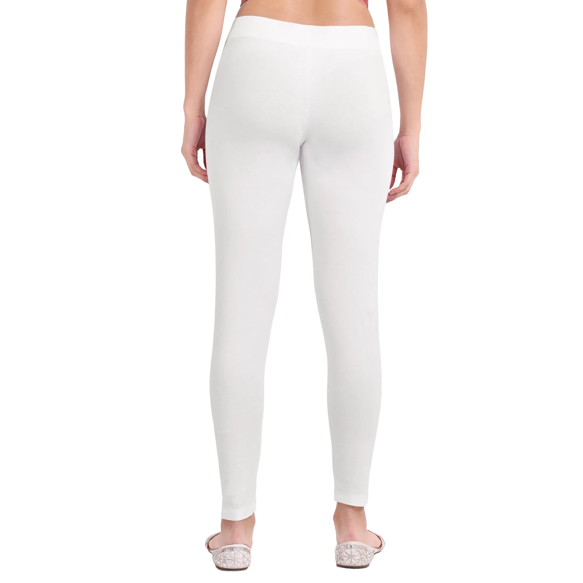 Women White Breathable Long Length Legging