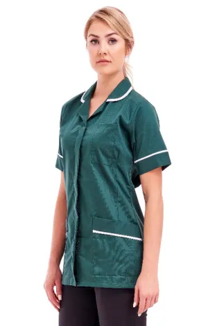 Women's Bottle Green Care Tunic Ideal for Nurses & Care Workers | Sizes 8-26 | FUL05