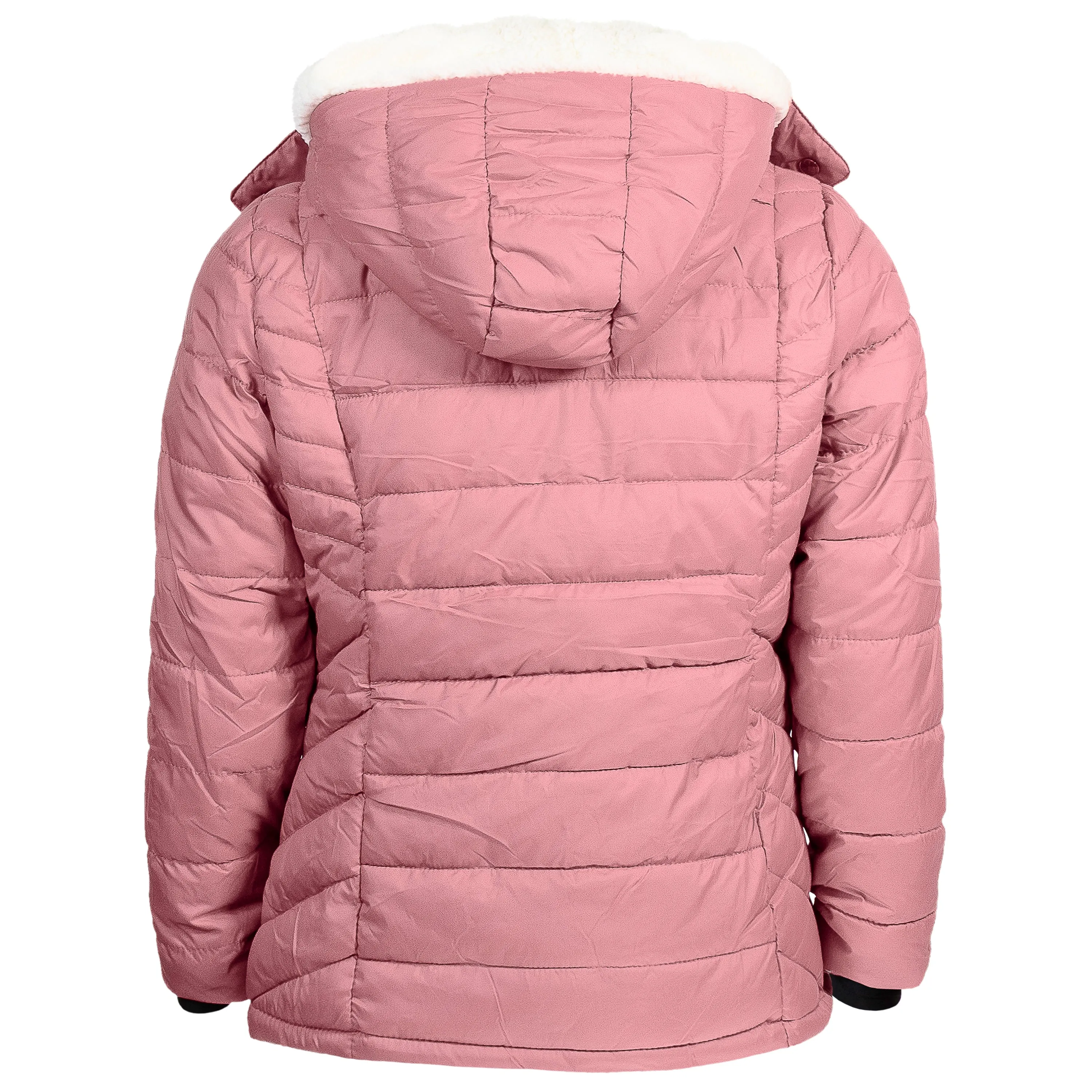 Women's Warm Wholesale Puffer Coats in Pink in Assorted Sizes - Bulk Case of 12 Winter Jackets