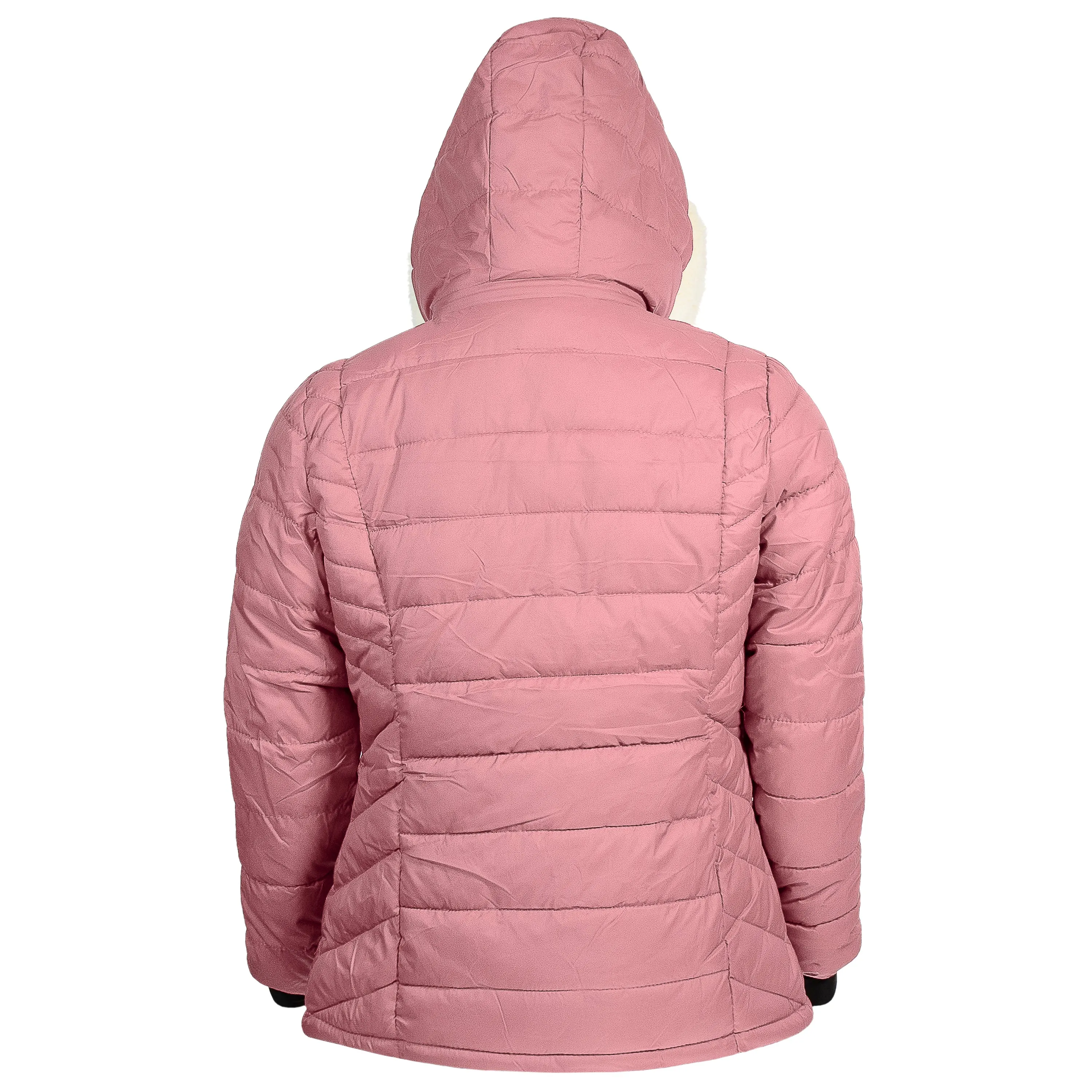 Women's Warm Wholesale Puffer Coats in Pink in Assorted Sizes - Bulk Case of 12 Winter Jackets